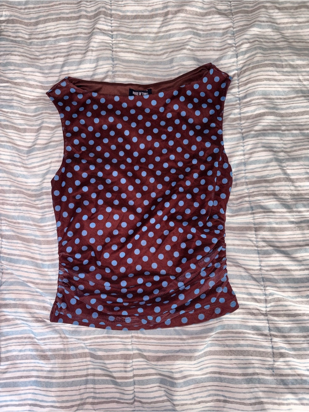 House of Thread Maroon Polka Dot Sleeveless Top